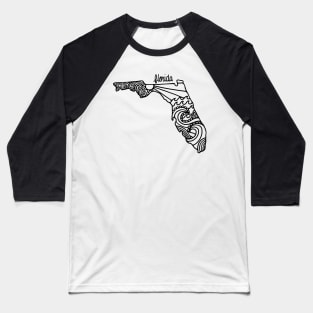 Florida Mandala Zentangle State Outline Baseball T-Shirt